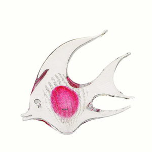 Svaja Annie Angelfish Glass Sculpture - Gold & Pink Bubbles