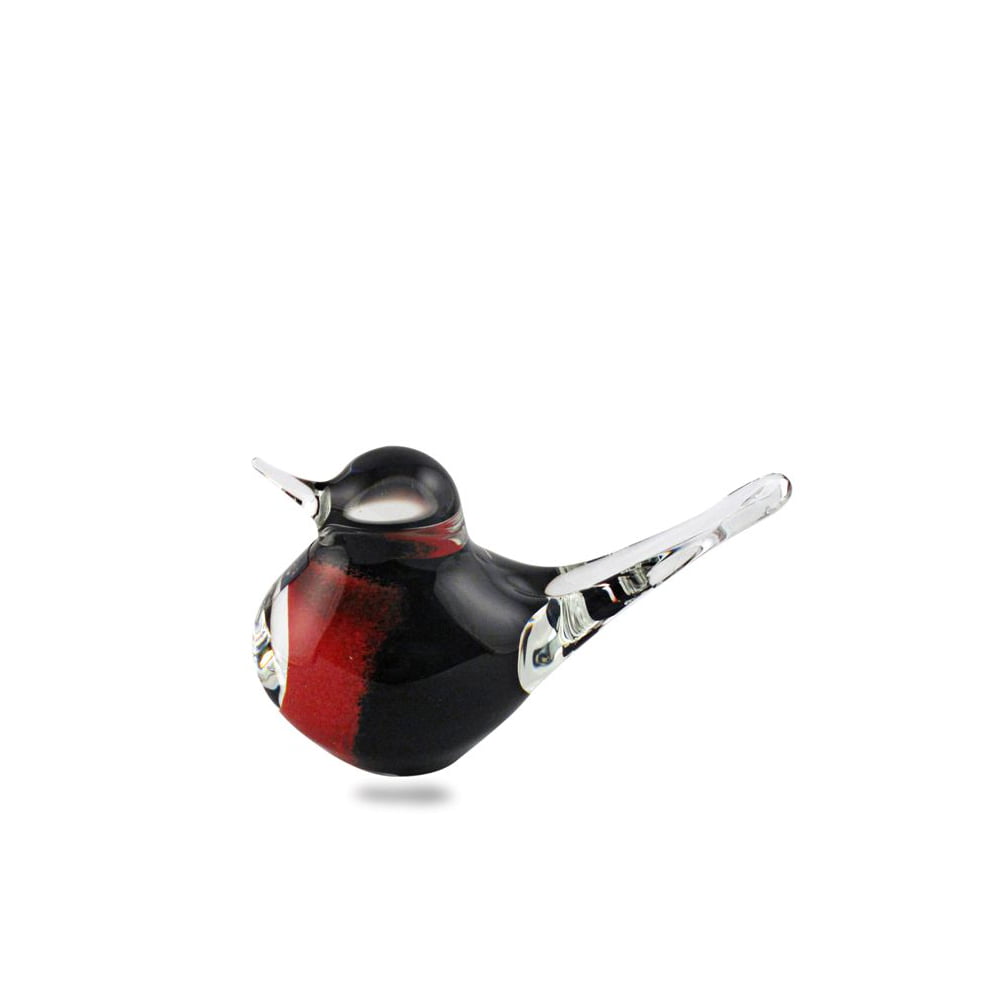 Svaja Basil Bird Glass Sculpture Black & Red - Small