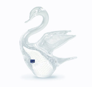Svaja Cynthia Swan Glass Sculpture - White